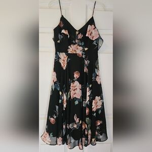 Jenny Yoo Black Floral Chiffon Dress sz 4